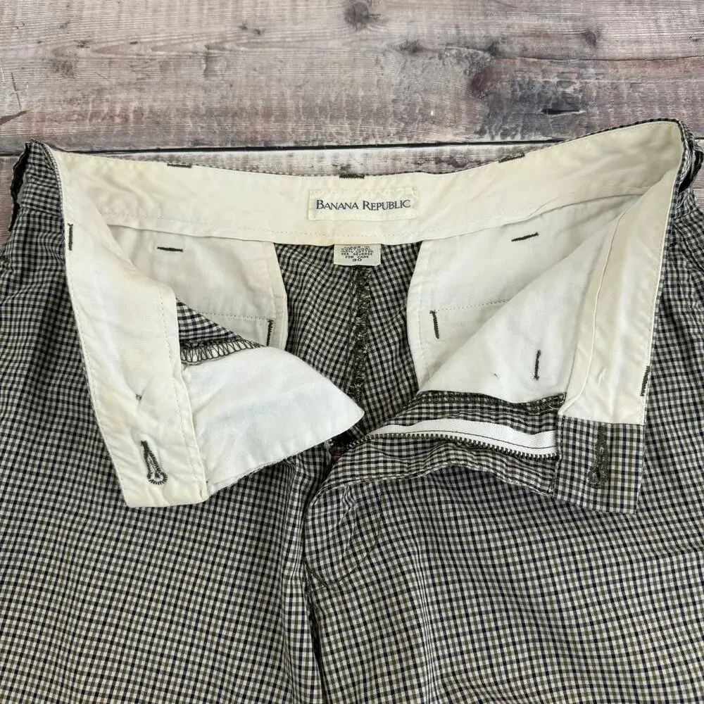 Vintage Banana Republic Shorts Men's 30 Plaid Flat Front Safari